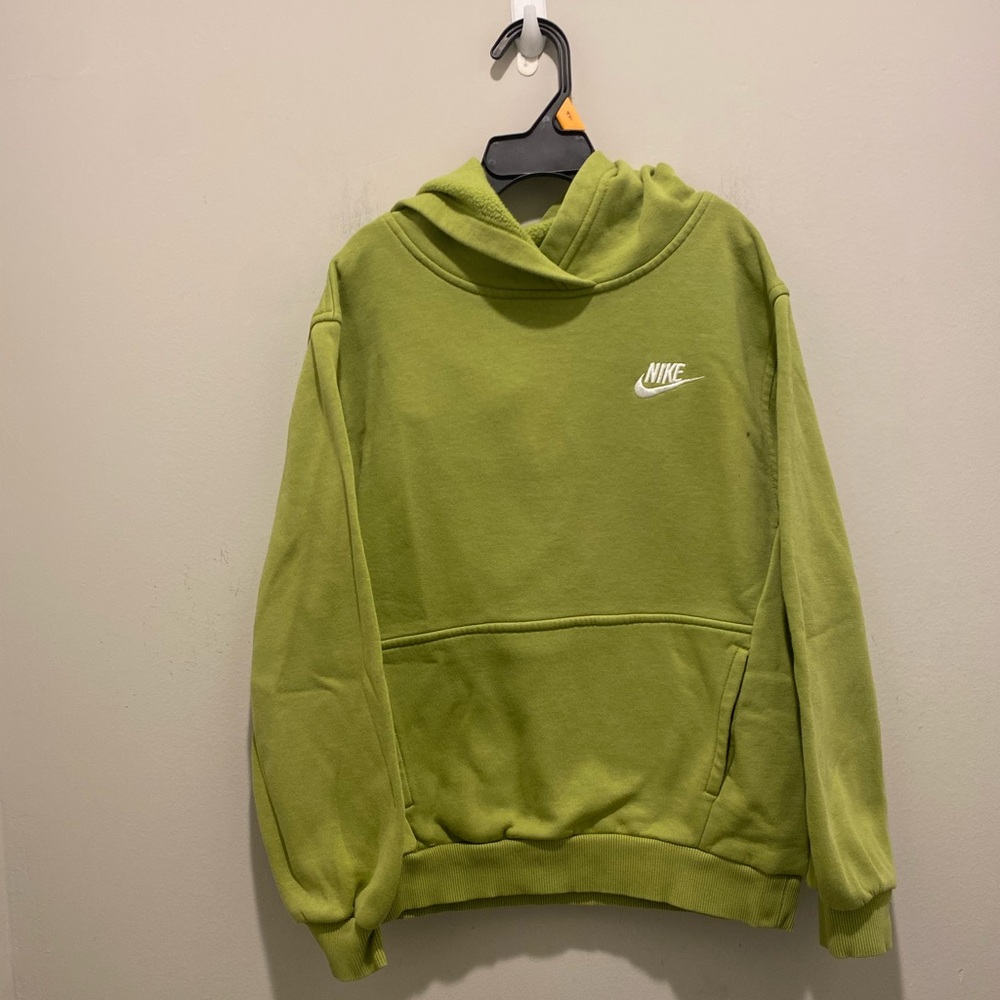 Nike Sportswear Club Fleece Pullover Hoodie Green Big Kid’s Size Medium EUC